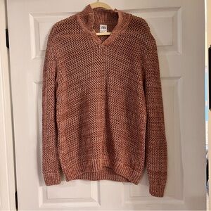 Zara Women’s Burnt Orange Long Sleeve Open Knit Sweater Size XL Neutral